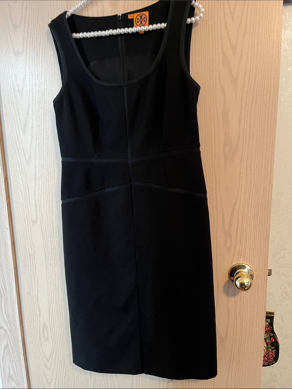 Tory Burch Black Sleeveless Midi Sheath Dress